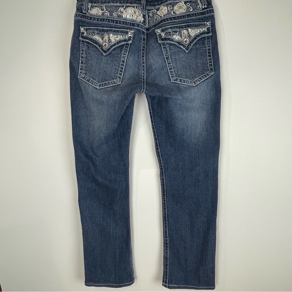 Zenim Thick Stitch Embroidered Medium Wash Denim Jeans Women’s Size 8 - Picture 8 of 15